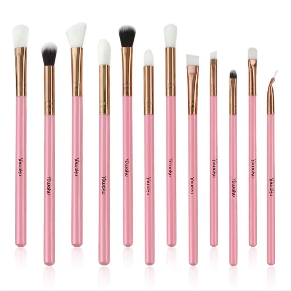 Professional Makeup Brushes 12pcs Pink Eyeshadow Brushes Eyeliner Eyebrow Brush